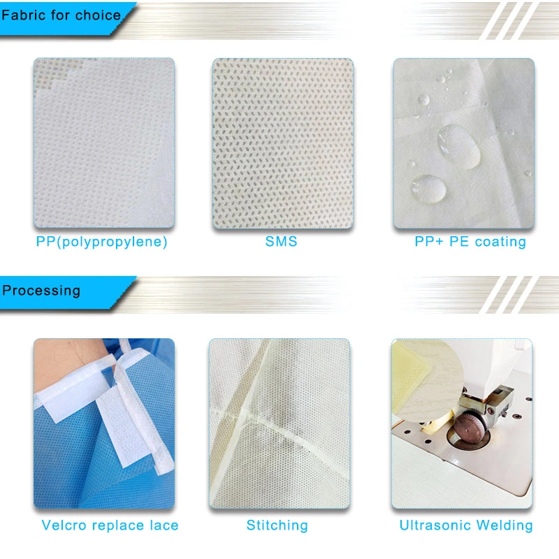 Level 3 Knitted Cuff SMS Waterproof Disposable Surgical Isolation Gown Non Woven Disposable Protective Clothing Gown