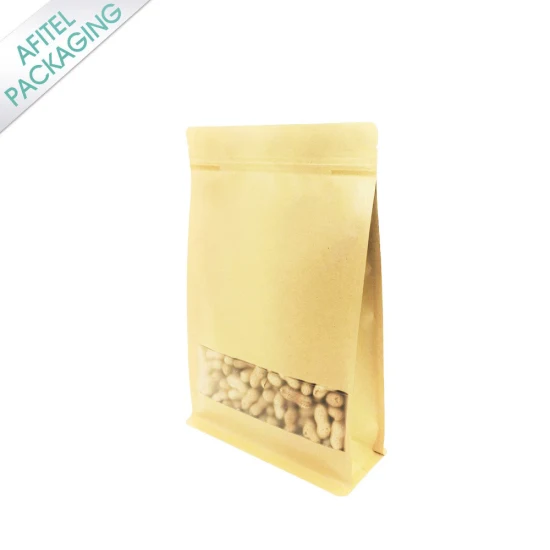ジッパーウィンドウ付きの高品質のセルフシール平底ビニール袋、食品やキャンディー、お茶、コーヒー用のラミネート紙袋、包装袋/クラフト紙袋をカスタマイズします。