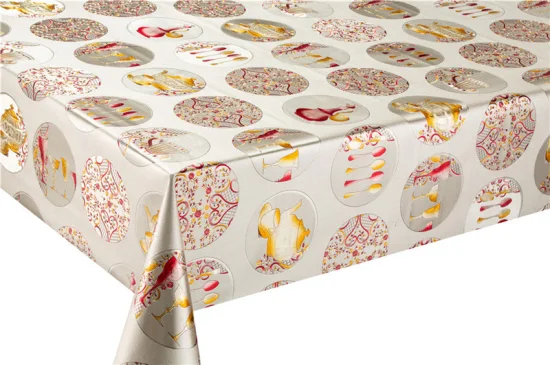 高品質カスタムロゴ厚い高級プラスチックポリエステルパーティー長方形結婚式の装飾刺繍宴会ビニールイベント PVC テーブルカバー